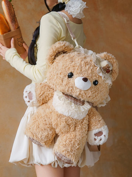 Shoulder Khaki Bear Straps Detachable 50cm Plush Backpack