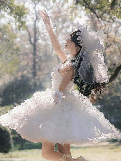 Head Lolita Charms Veil White of Bow with Valley Large the Lily