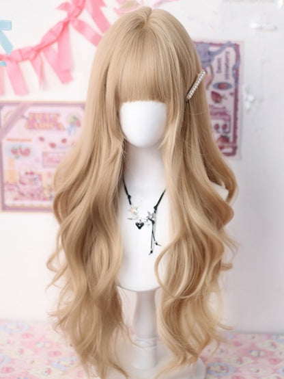 ブロンドのアンダーバスト長さ65-70CMのウェーブウィッグ（前髪付き）