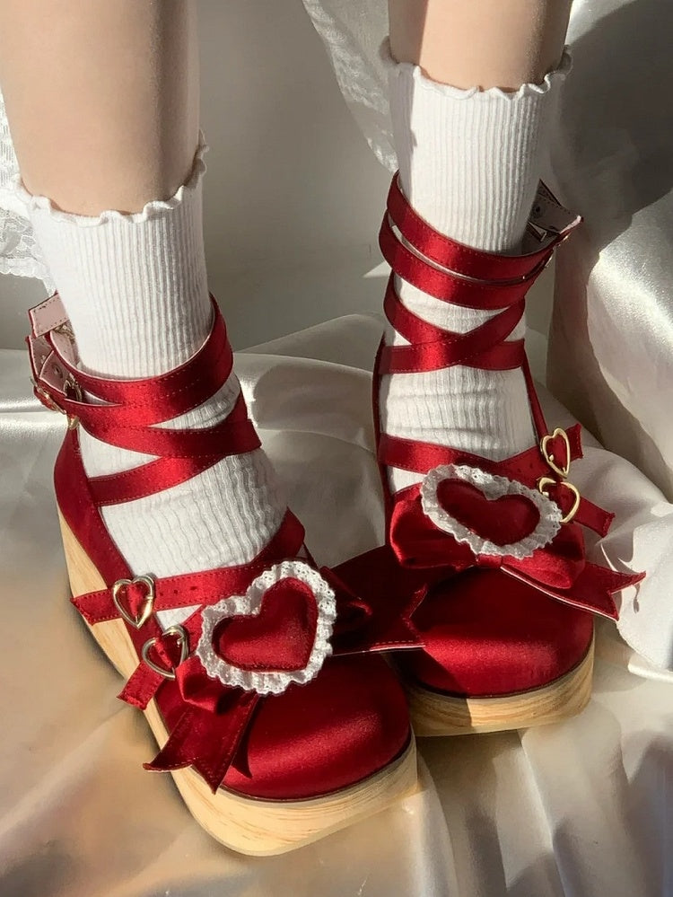 Decor Wine Wood 6.5cm Lolita - Sweet Janes Mary Bottom Heart Convertible Red with
