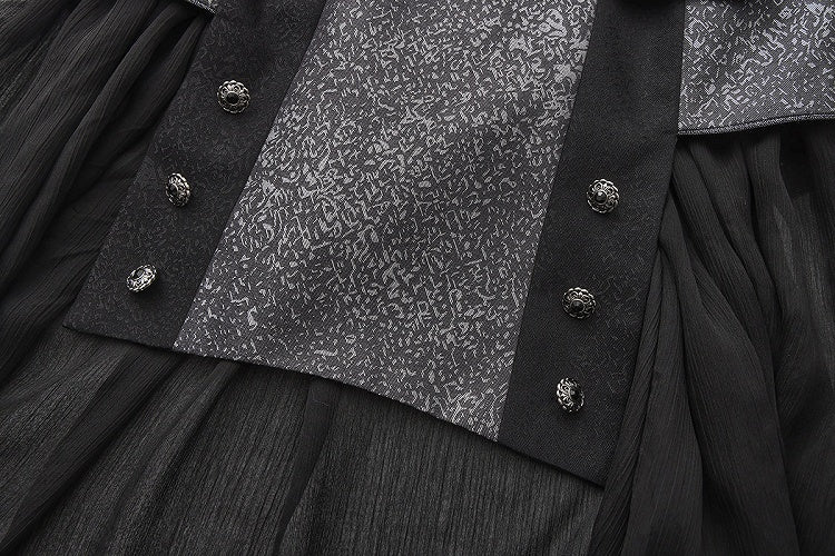Waistcoat Collar with Lolita Lapel Tail Ouji Silver Black