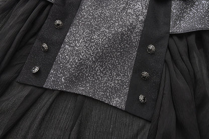Waistcoat Collar with Lolita Lapel Tail Ouji Silver Black