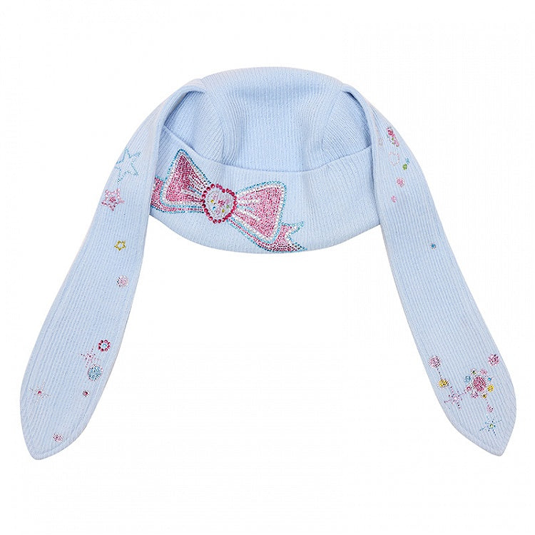 Blue Hat Y2K Rhinestone Bow Bunny Ear Design