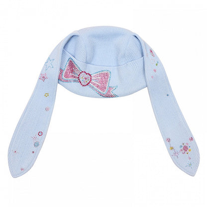 Blue Hat Y2K Rhinestone Bow Bunny Ear Design