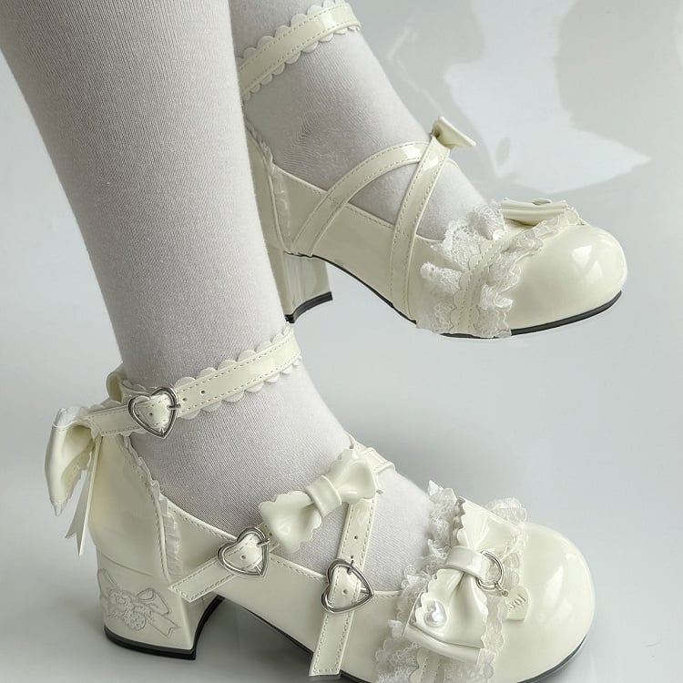 Bow Janes - Mary Accents Mid-heel in PU White