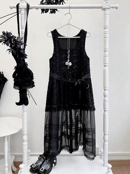 Purple Lace Trim Apron with Bow - Tan Tuan