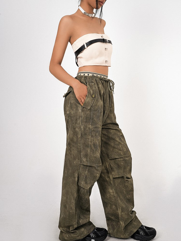 Crop Belt Detachable Tank Punk Built-In Bra with Top White