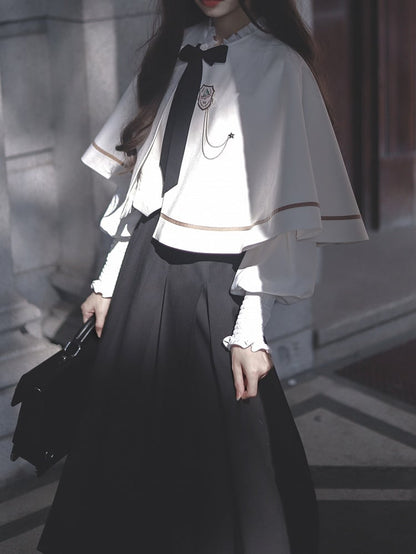 JK Uniform White Cape with Self-tie Straps