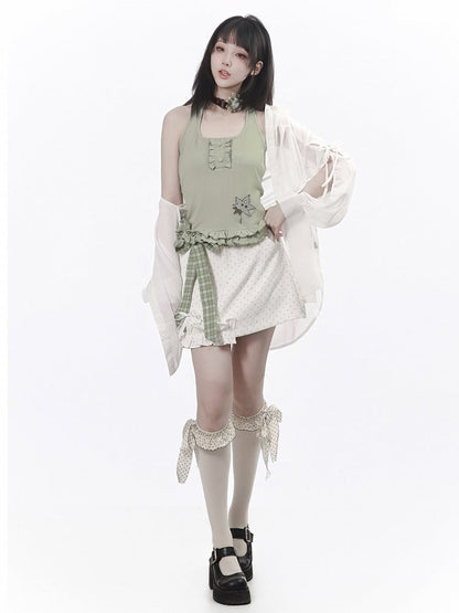 White Chiffon Long Sleeve Shirt with Side Cutouts - PINK SAVIOR