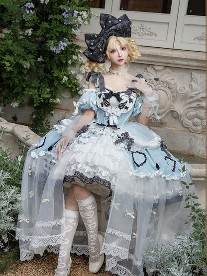 Alice in Wonderland Off-Shoulder Lolita Dress with Playing Card Appliques - Hinana Queena