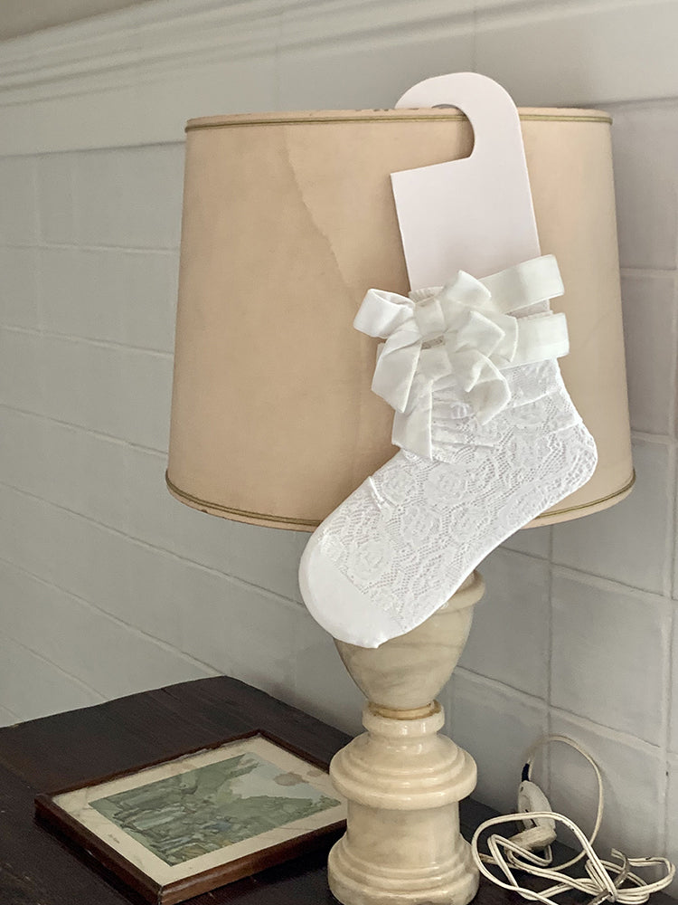 Decoration Socks Velvet Lace with Black/White Calf Bowknot