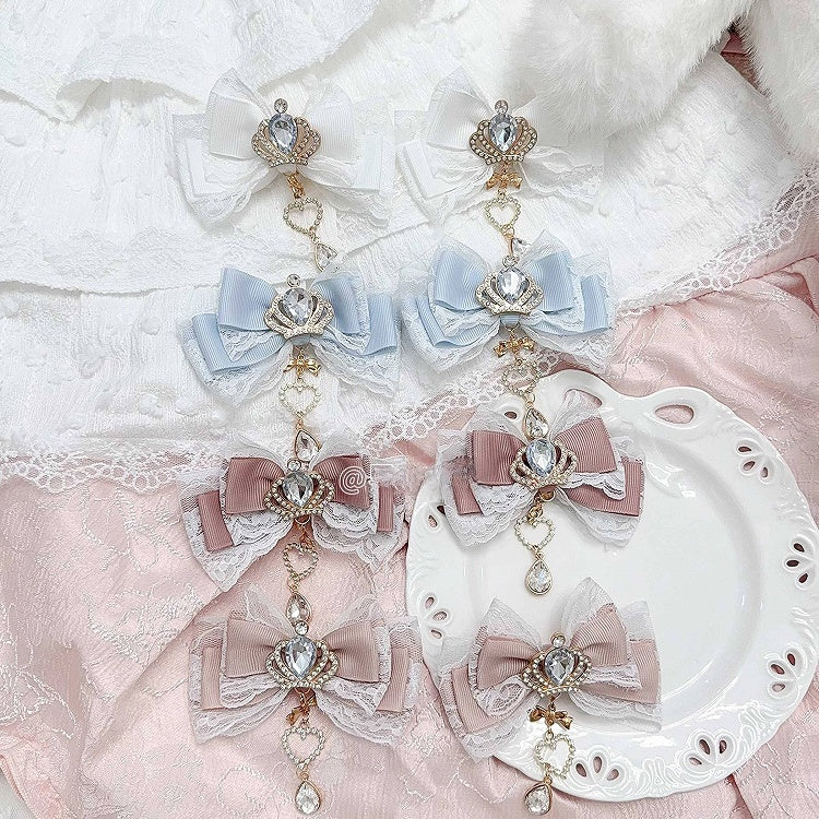 Rhinestone Clip 11 Crown Colors Kei Hair Bow Jirai
