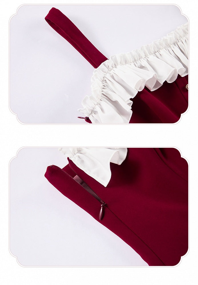 Kleid Fit Lolita Slim Fashion Taille Rot Elegant