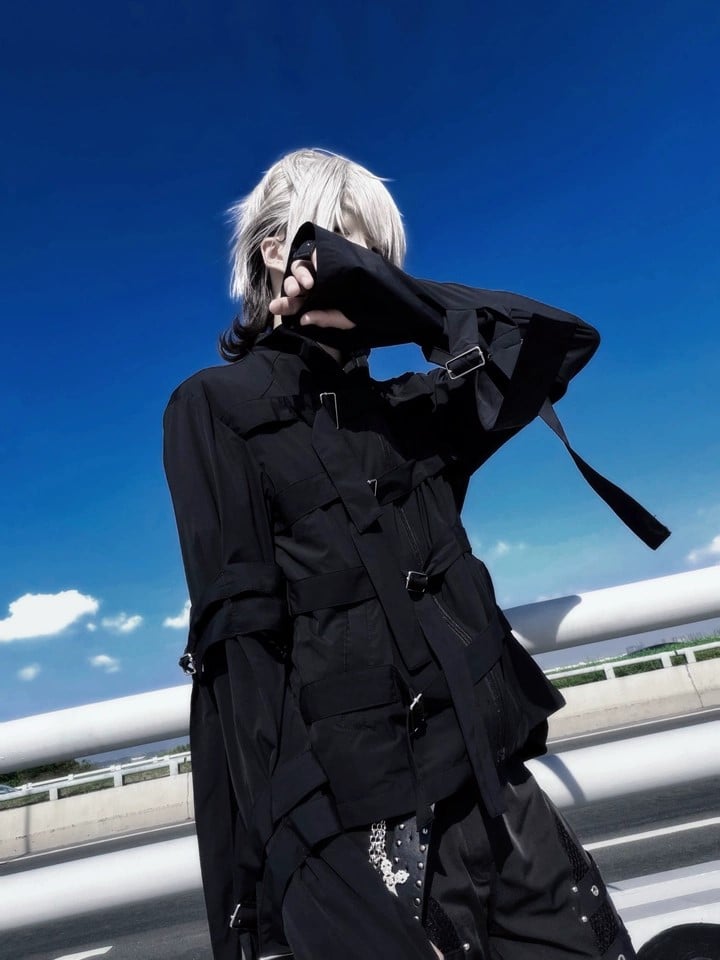 Black/White Visual System Summer Sun Protection Jacket with Buckle Straps - Nova nexus