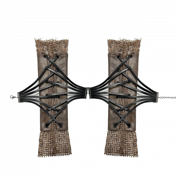 Wasteland Punk Schnürdetail Braune Ärmel