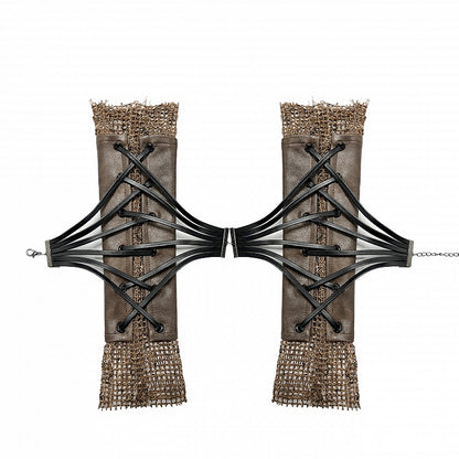 Wasteland Punk Schnürdetail Braune Ärmel