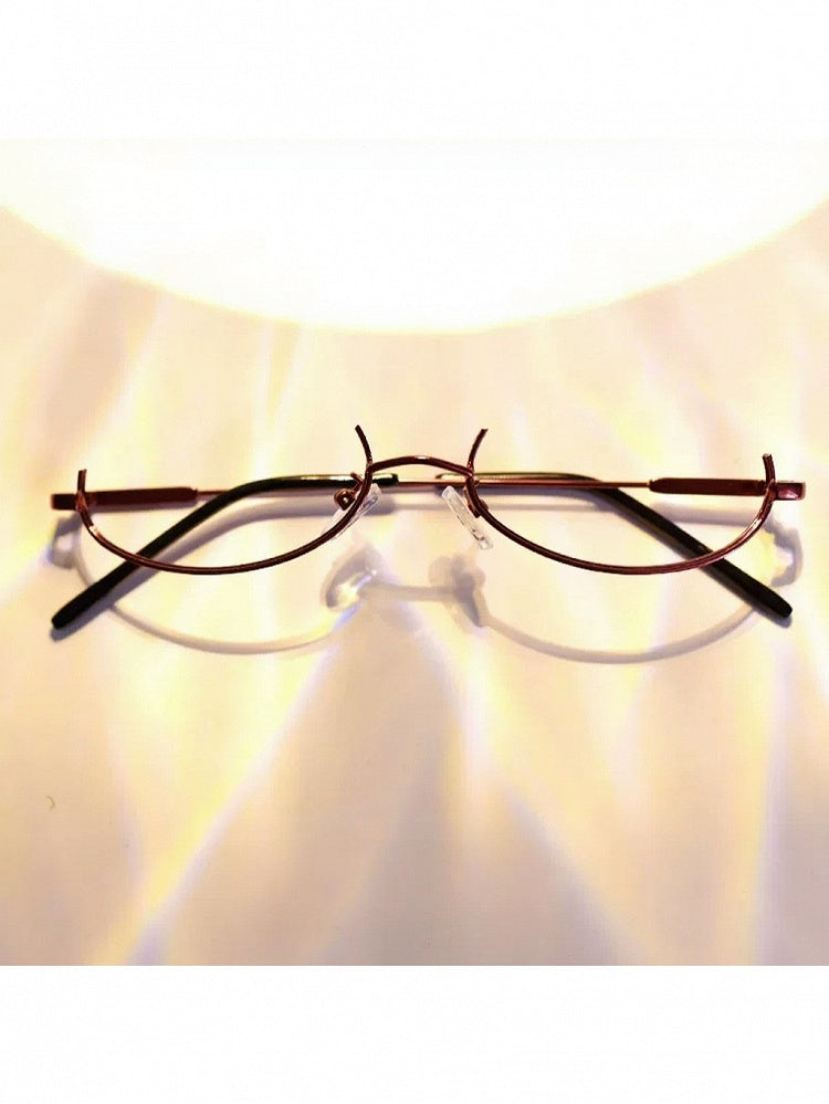 Punk Wine Red Half-Frame Glasses - Mr. Cat