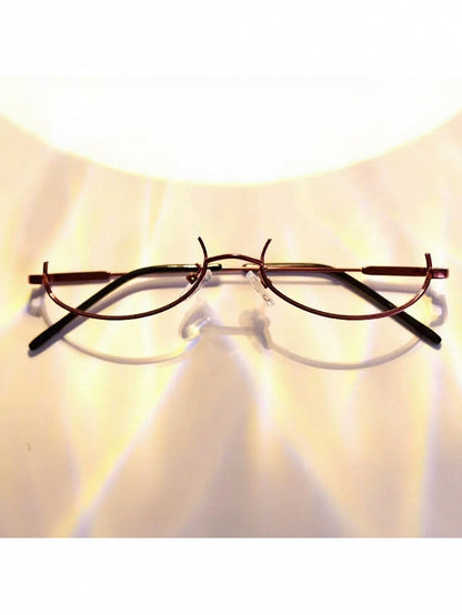 Punk Wine Red Half-Frame Glasses - Mr. Cat