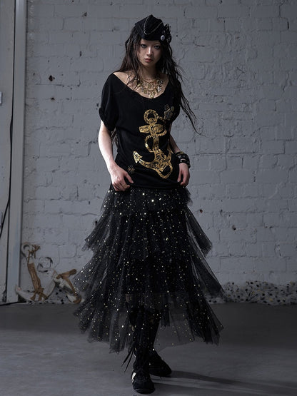 ブラック/ホワイト/アプリコット