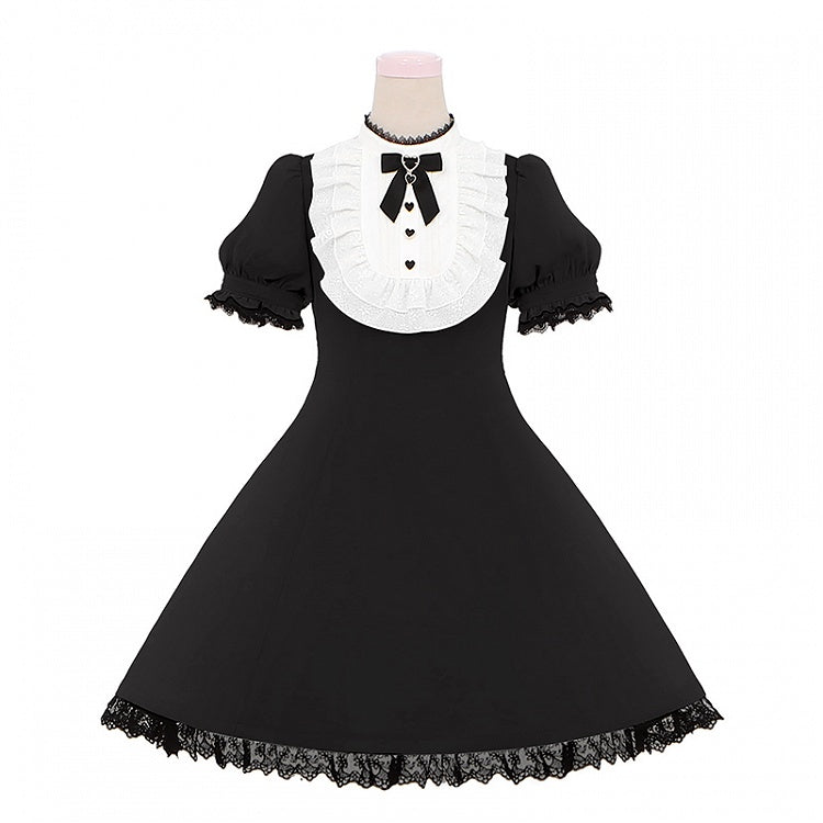 Blue/Black Back Lace Trim Jirai Kei Dress with Bow Big