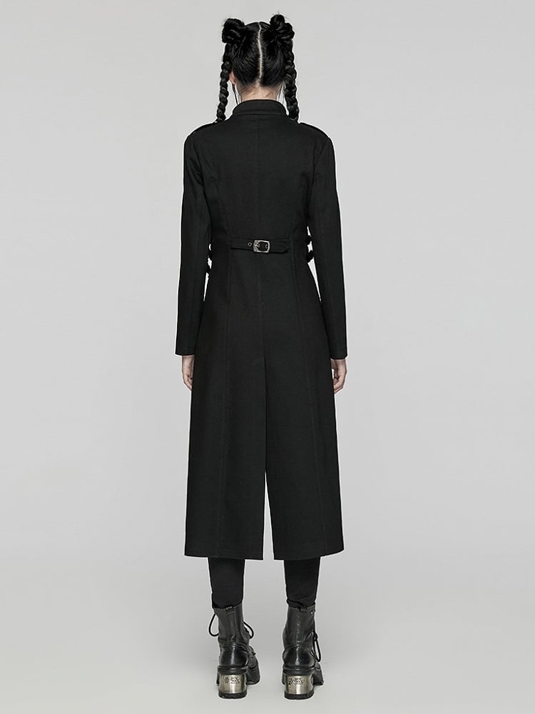 Punk Black Chain Long Denim Jacket