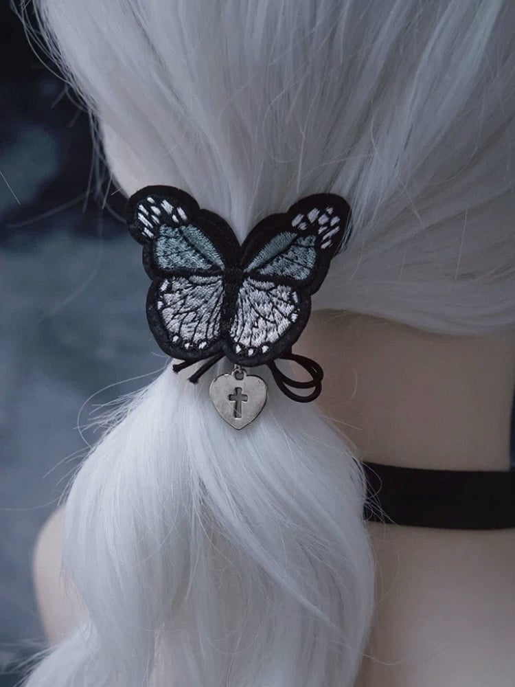 Black Butterfly Embroidery Hair Tie - Strange Sugar