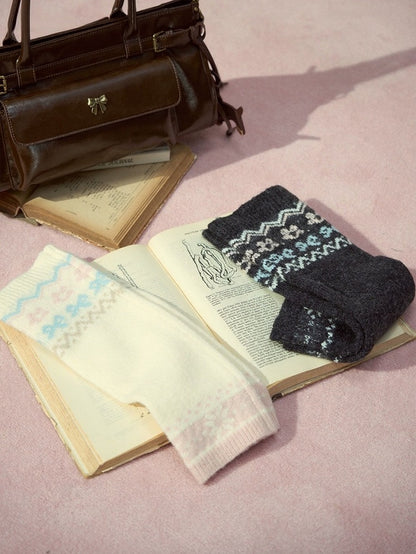 Vintage Gray with Warmers Knit Beige/Dark Pattern Leg Sweet