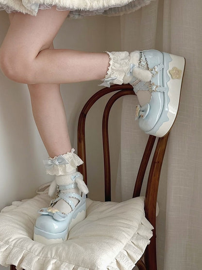 Mary Blue Lolita Janes Sweet Elements Design Starry Crisscross Night with Platform