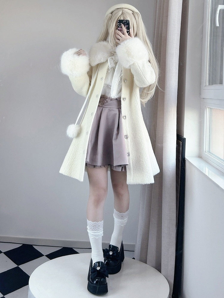 Coat Off-White Landmine Style Wool and Rhinestone 70% Furry Embellished Cuffs Collar Slim-Fit with