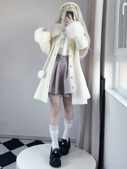 Coat Off-White Landmine Style Wool and Rhinestone 70% Furry Embellished Cuffs Collar Slim-Fit with