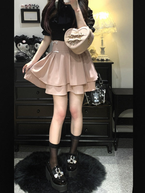 カットアウトショルダーレーストリムブラウスタイ（リボン付き） ジライケイ ブラック/レッド/ピンク/ホワイト