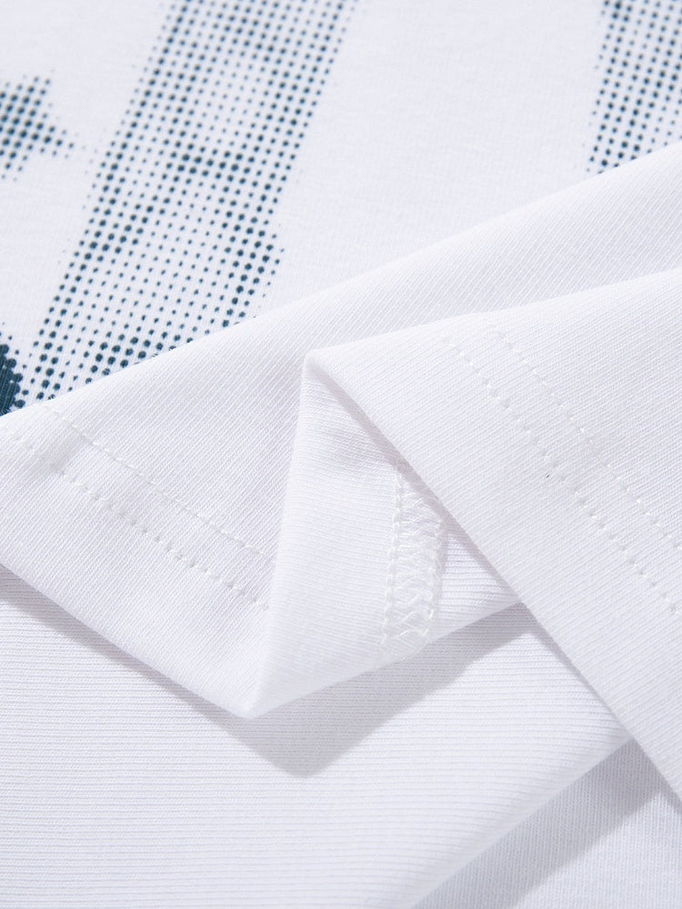 Cyan Pixel Graphic Tee with Polka Dots - Languid Park
