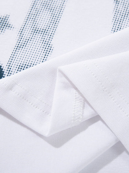 Cyan Pixel Graphic Tee with Polka Dots - Languid Park
