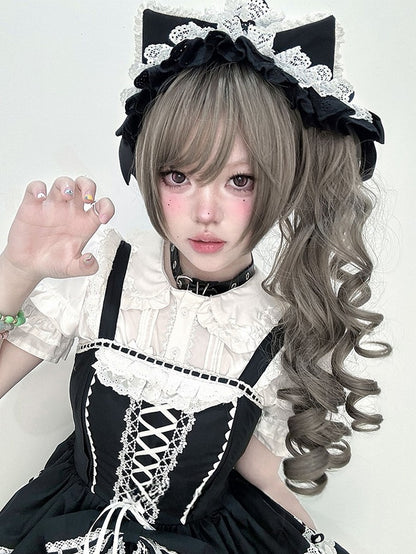 30CM Long Double Wig Synthetic Brown Ponytail Clips Length With Claw