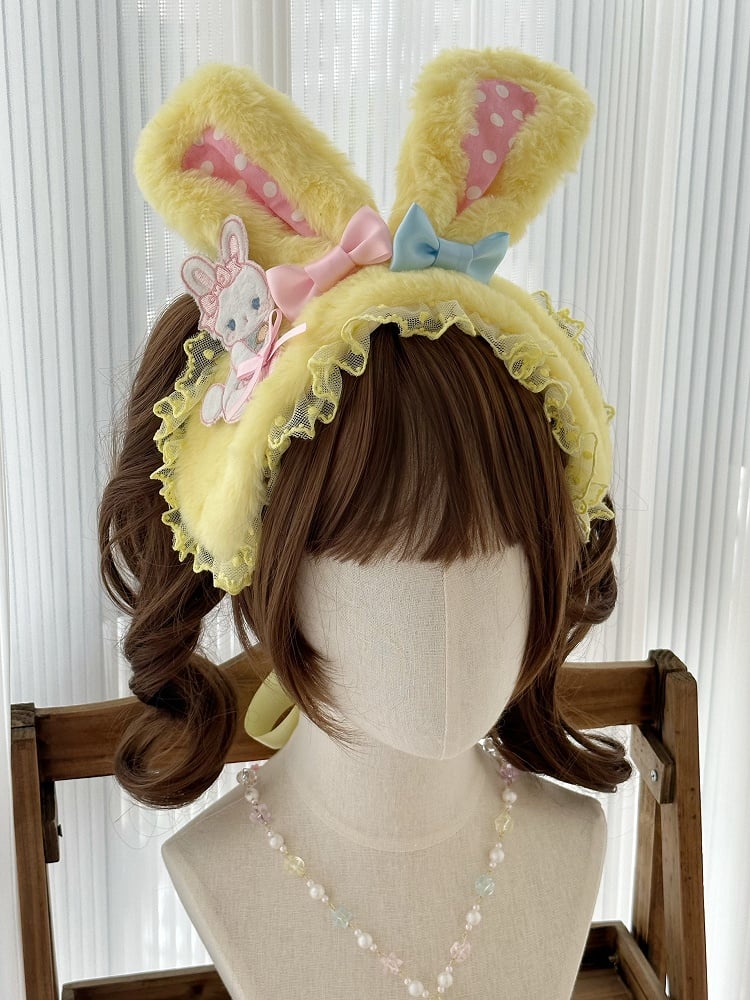 Hase Plüsch Rosa Gelb Ohren / Haarband