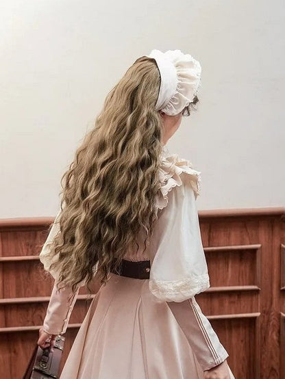 Lace Bonnet Lolita Trimmed Black/Beige