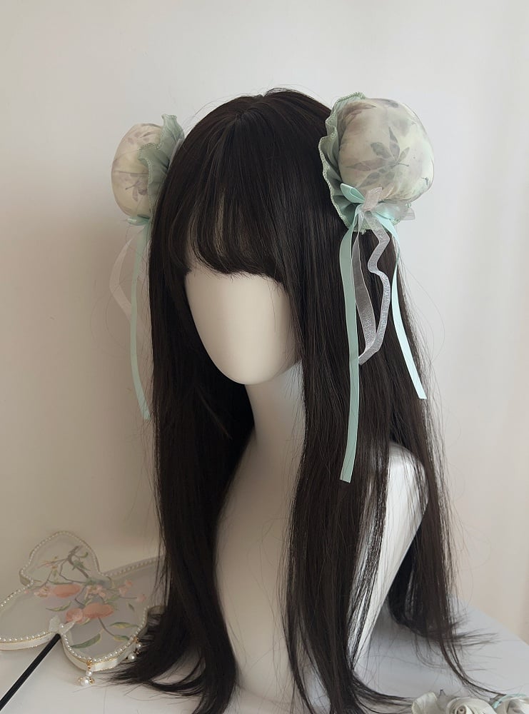 Chinoiserie Green/Pink Hairclips Lolita