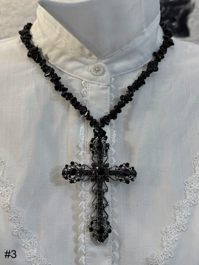 Gothic Black Retro Necklace with Irregular Beads - Boobi Shop
