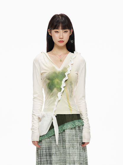 Print Green White Sweet Top Serenity Clover with