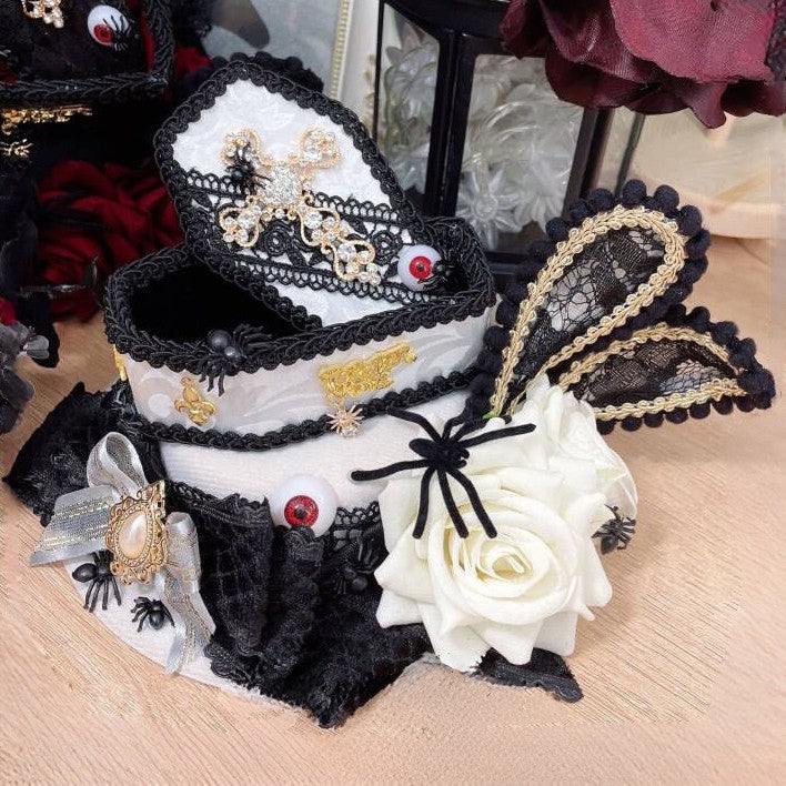 Ears Cross Rhinestone Mini Goth Pastel Hat 3 Decorated Color Options Bunny