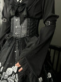 Belt Leather PU Boned Black Corset