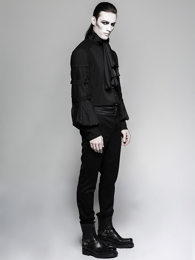 with Necktie Gentleman Shirt Black Steampunk