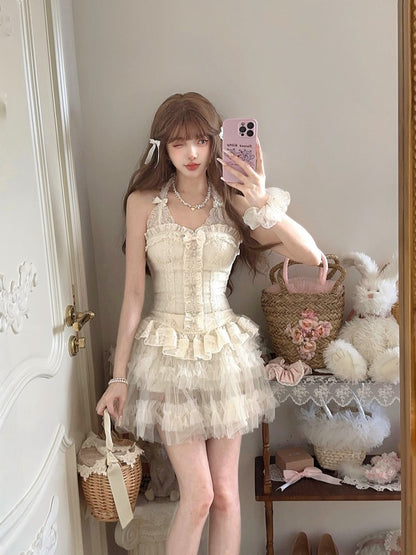 Bustier Mit Stickerei Korsett Floral Spitze Schleife Weiß Abnehmbare Rüschen