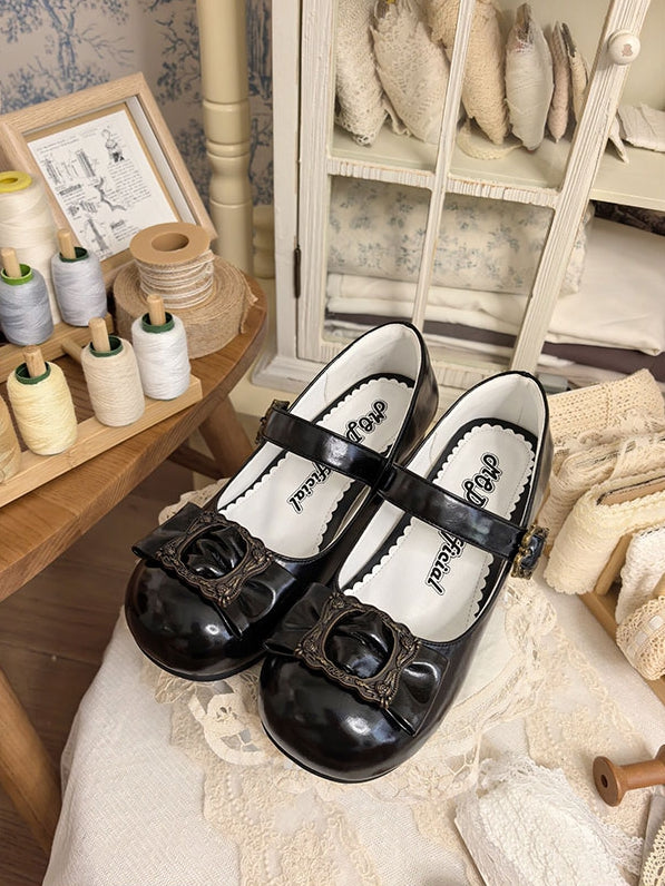 Rahmen Lolita Schleife Mitte - Schwarz bei Janes Design Top Heel Bild Elegante Runde Zehe Mary