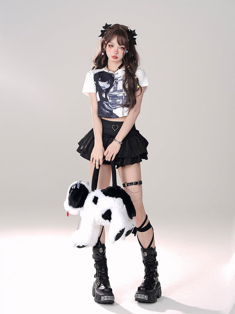 ティアードミニスカート ブラック Aライン グラマラス