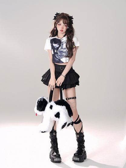 ティアードミニスカート ブラック Aライン グラマラス