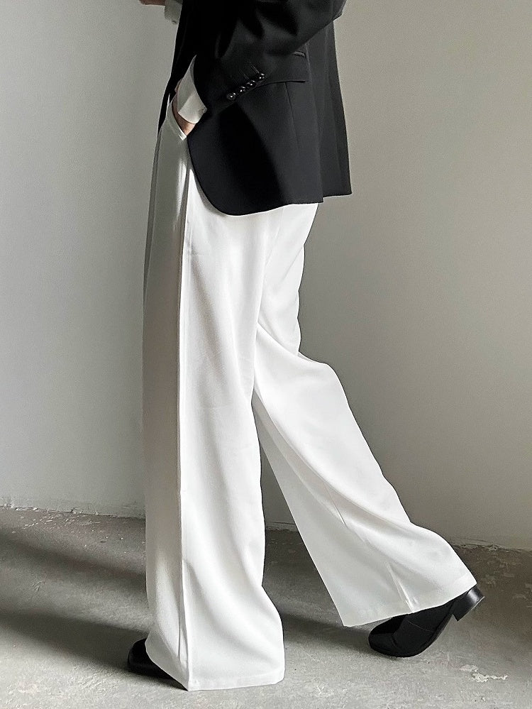 Lolita Pants Drape Luxurious Unisex Ouji with Wide-Leg White