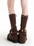Knit Bow Bead Leg Warmers - ModaSwings