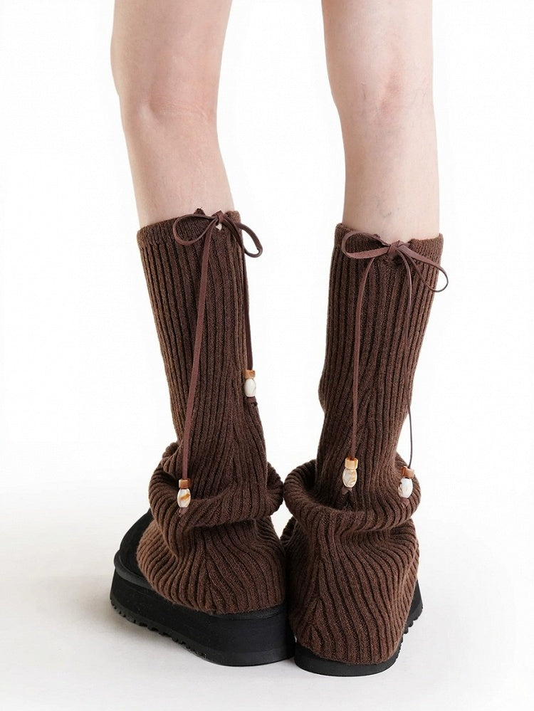 Knit Bow Bead Leg Warmers - ModaSwings
