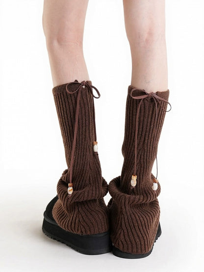 Knit Bow Bead Leg Warmers - ModaSwings